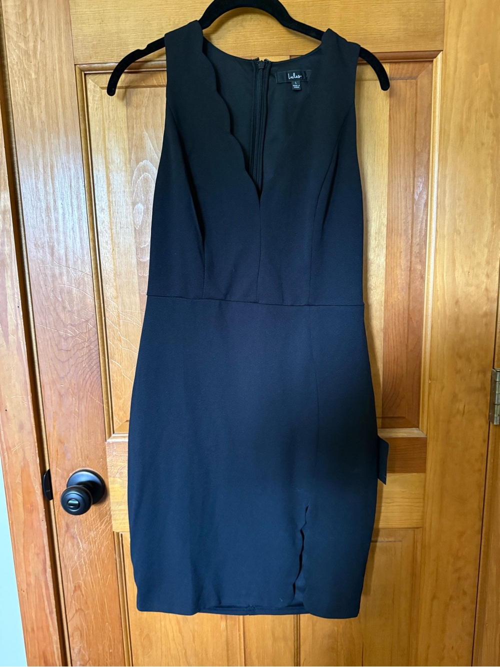 Lulu's Black Scallop V-Neck Mini Dress